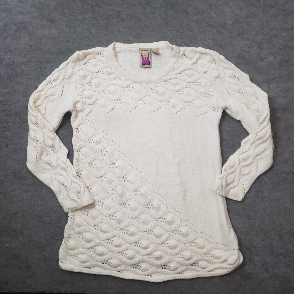 Original Anthony‎ Sweater Womens M Medium Off White Long Sleeve Knit Round Neck
